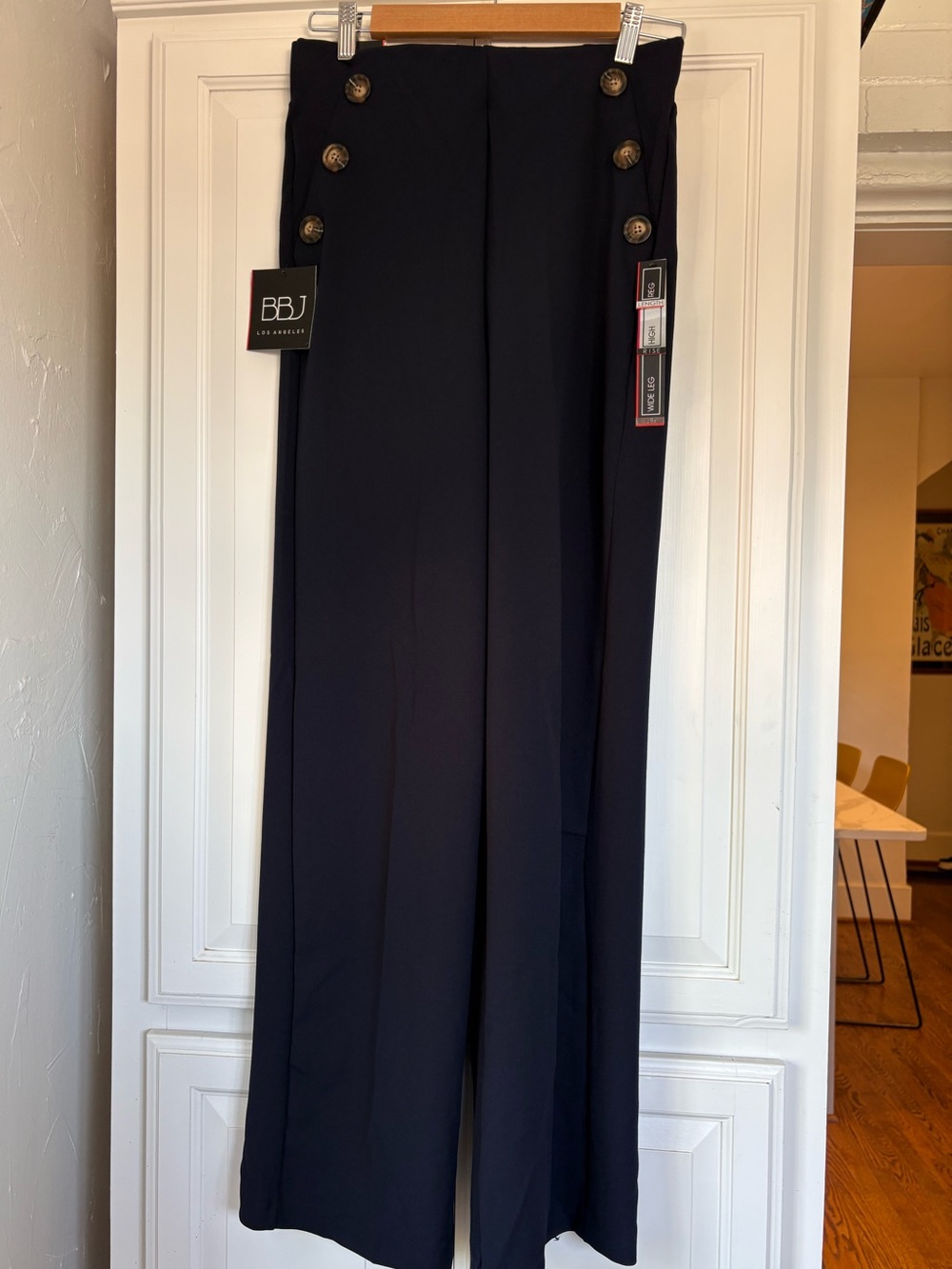BBJ Los Angeles Navy High-Rise Wide-Leg Sailor Trousers Size Medium